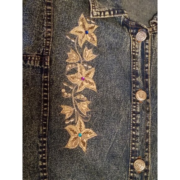 Vintage Denim Dress Women’s Acid Wash Blue Jean Large 80s 90s Y2K - Picture 5 of 16